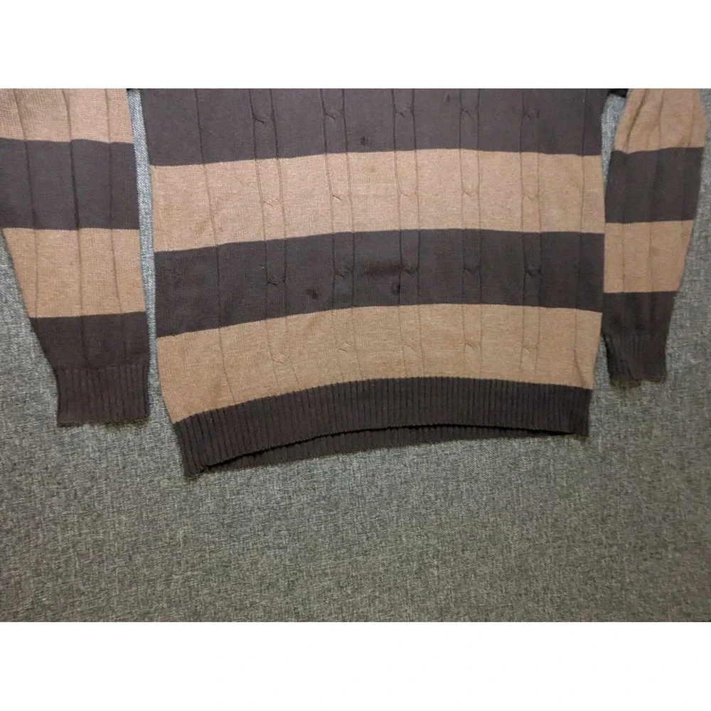 Vintage Oscar De La Renta Women's Striped Brown‎ Sweater Size Large Regular